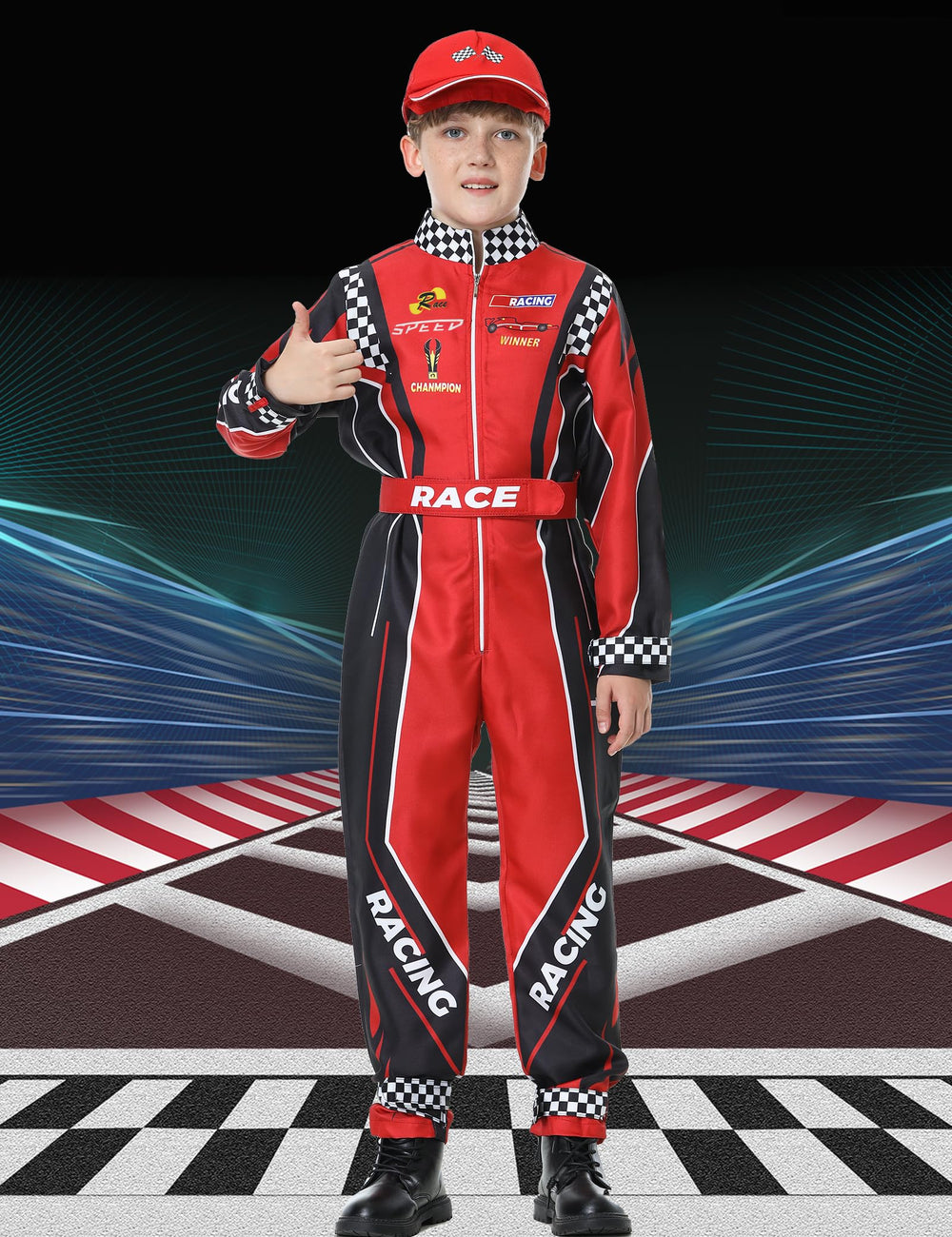 Treyrea racing logo detail adds an authentic driver vibe during pretend play.