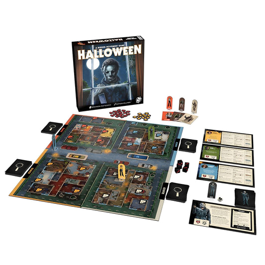 Trick Or Treat Studios Halloween 1978 board game box art sets a suspenseful mood for game night.