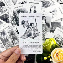 Trikendou Romeo & Juliet love oracle cards spread showcasing 50-card collection for guidance