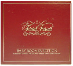 Trivial Pursuit Baby Boomer subsidiary card set cover design evokes nostalgia and easy setup.