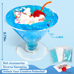 Trubic Blue Slime with cream topping and decorations for pretend drinks.