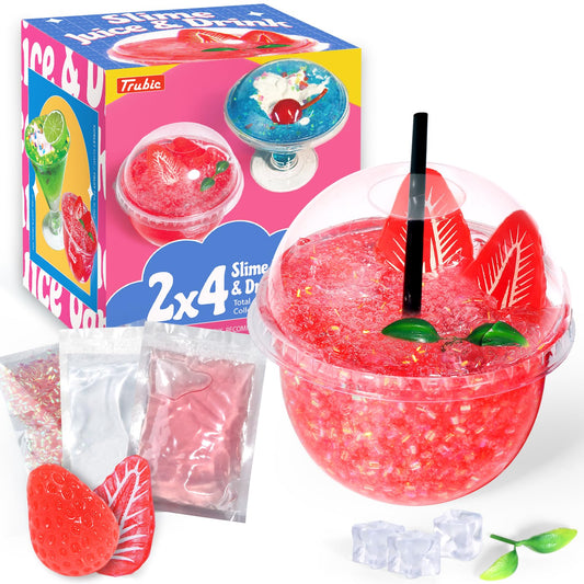 Trubic DIY Strawberry Pink Slime close-up with crunchy beads for satisfying tactile play.