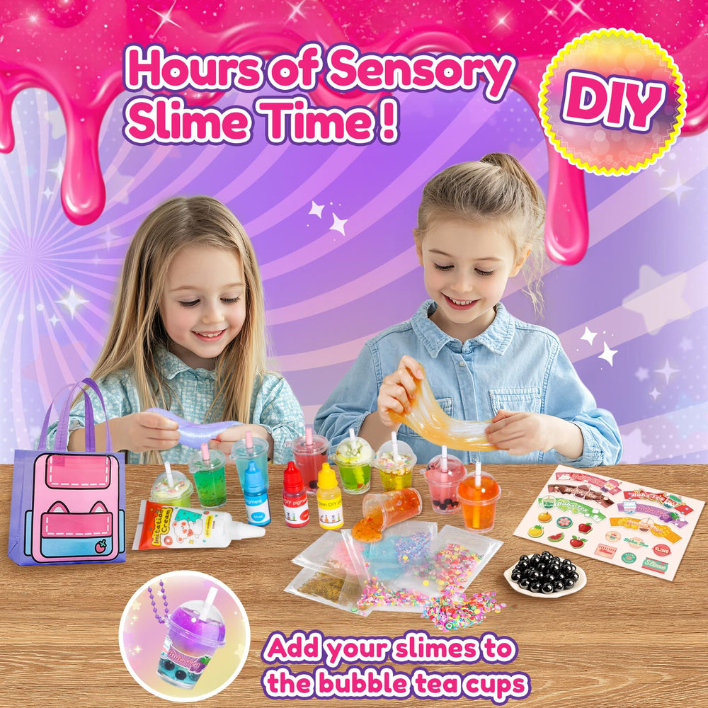 Trubic Slime Boba Tea Kit pigments for mixable color ideas.