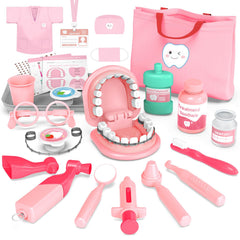 Trulloyoo Dentist Play Set pink drill promotes imaginative play and fine motor skills.