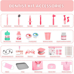 Trulloyoo Dentist Play Set pink toothbrush encourages healthy habits through pretend care.