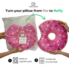TRUYOND donut pillow shown for plane and journey use.