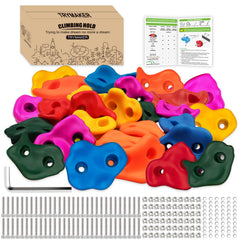 Trymaker rock climbing holds 30pc pack with varied shapes for fun and challenge.