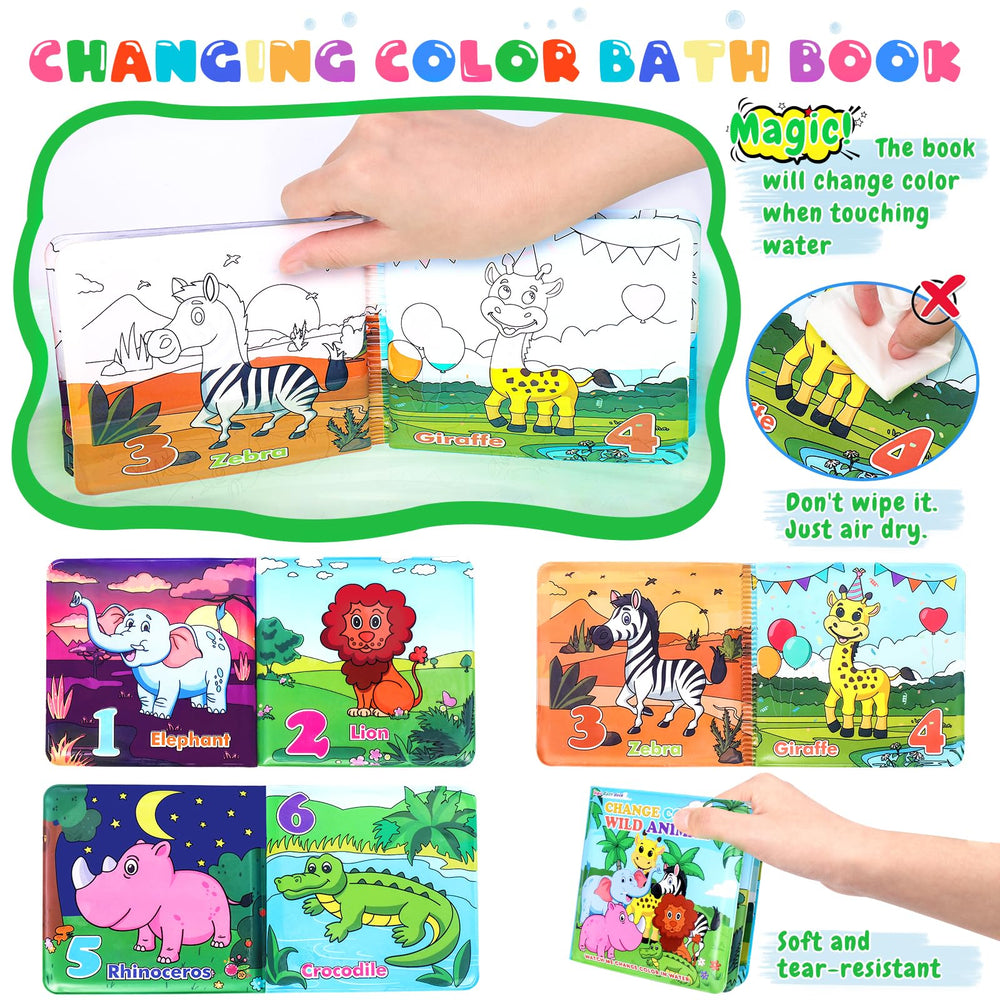 TSDATOWR color-changing bath book activates with water for sensory delight