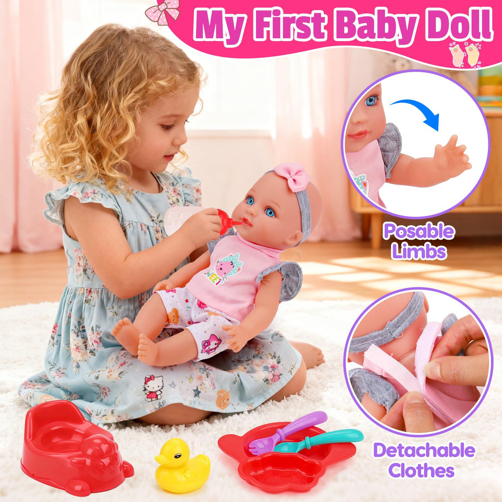 Tsomtto baby doll cradle for soothing naps during playtime.