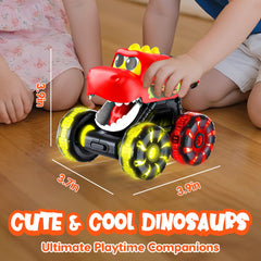 Tsomtto Monster Truck press-and-go feature powers quick dino dashes