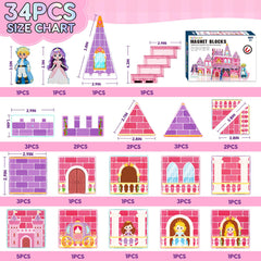 Tsomtto Princess Magnetic Tiles princess figures for storytellng and role-play fun.