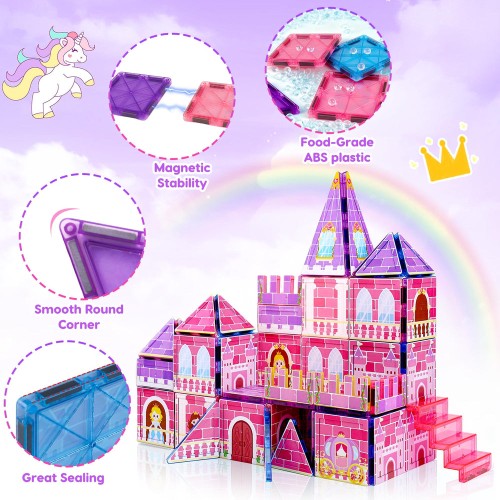 Tsomtto Princess Magnetic Tiles storage basket keeps tiles organized for travel.