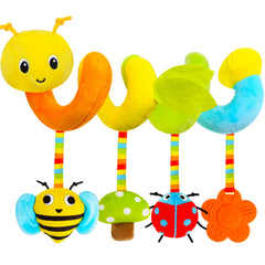 TSYAN car seat toy with yellow caterpillar spiral and textural details for baby engagement