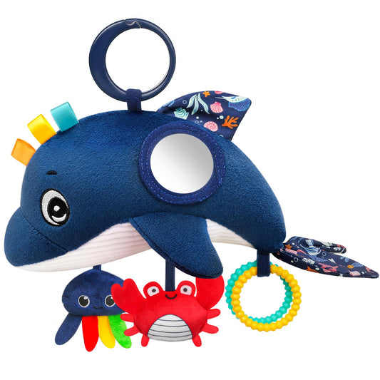 TSYAN car seat toy whale for visual tracking during travel.