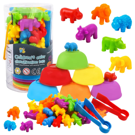 TSYAN Counting Animals bucket storage keeps play tidy and organized.