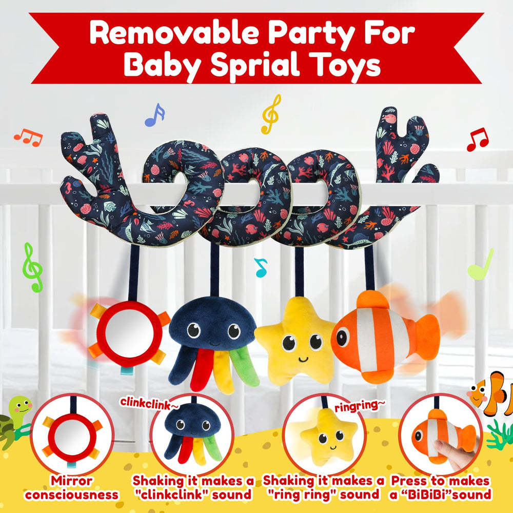 TSYAN spiral toy wraps around stroller handles for mess-free on-the-go play.