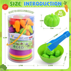 TSYAN vegetable counting game with tweezers to boost fine motor skills.