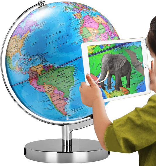 TTKTK AR Illuminated World Globe for Kids with interactive maps
