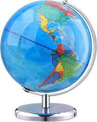 TTKTK World Globe on stainless steel stand for classroom and home learning.