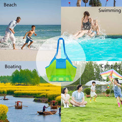 TTSAM bottom-reinforced mesh beach bag detail for durable outdoor use.