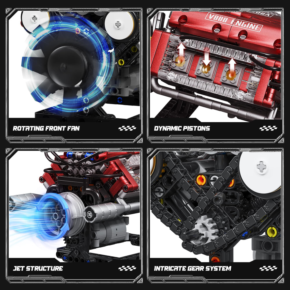 Tuajixz V8 engine model kit shows visible parts for clear, hands-on exploration and display.