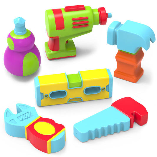 Tub Works Tools hammer bath toy with mold-free design for safe play.