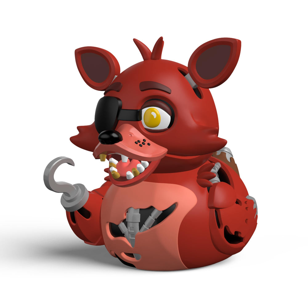 TUBBZ Foxy cosplaying rubber duck vinyl figure on a shelf display