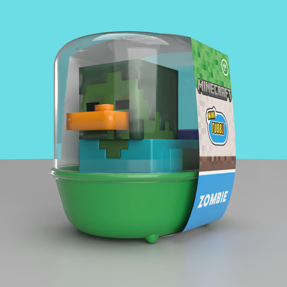 TUBBZ Minecraft Zombie mini duck close-up highlighting colors and details