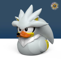 TUBBZ Silver Hedgehog duck in stackable bathtub display case with Sonic logo.