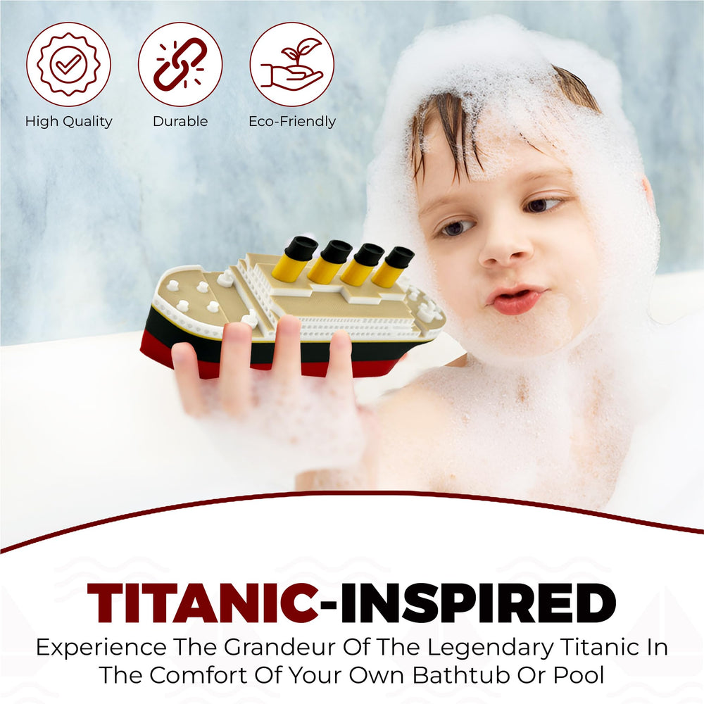 TUBTASTIC Titanic floating in pool for mini maritime adventures.