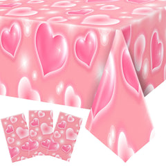 Tudomro 2000s tablecloth with pink heart pattern, ideal for retro party decor and spill protection.