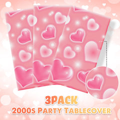 Tudomro pink heart tablecloth 2000s, waterproof cover for birthday parties and crafts.