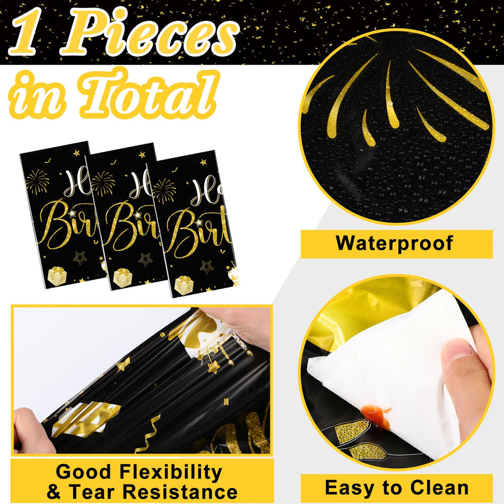 Tudomro black and gold tablecloth on a dining table, guarding against spills.