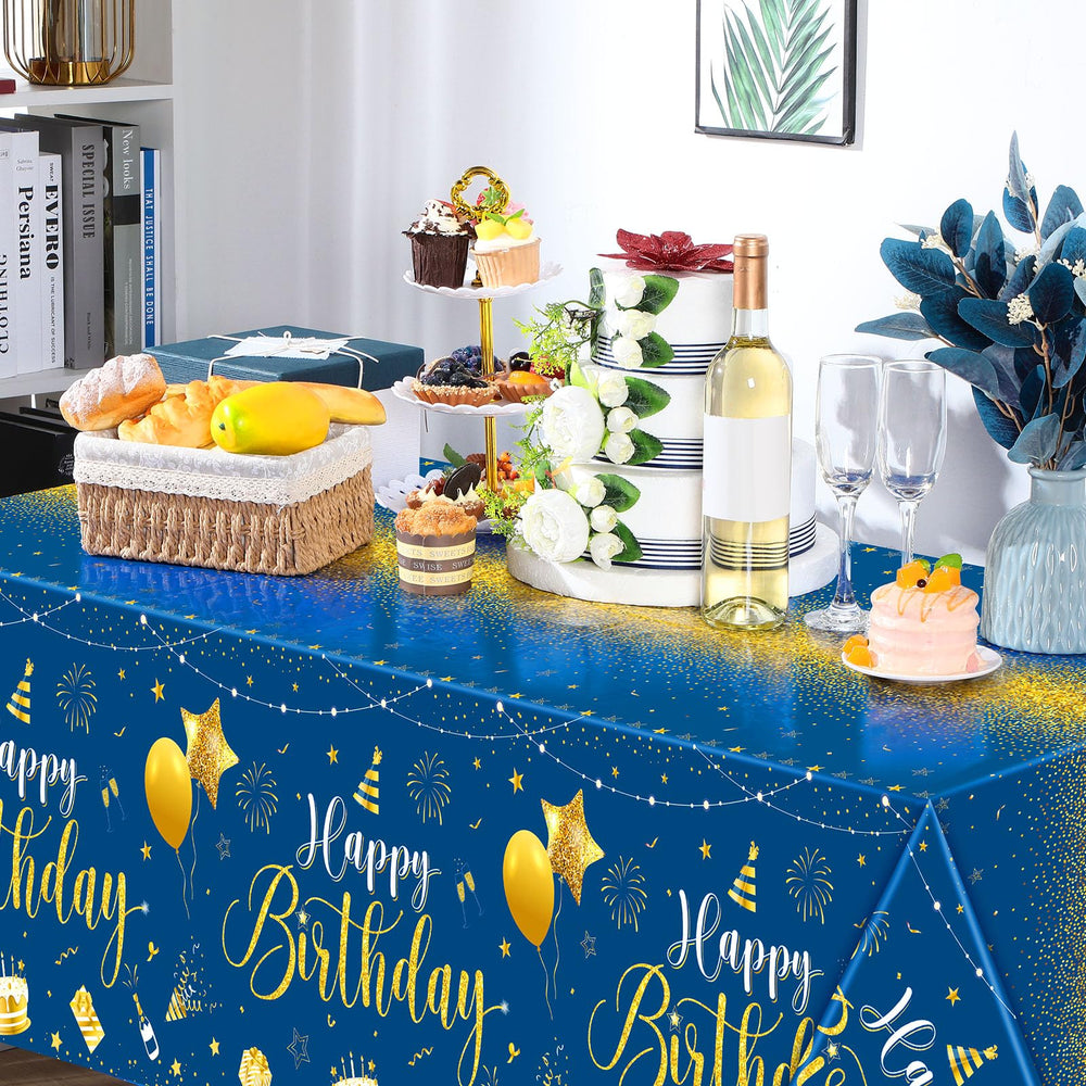 Tudomro large blue-gold table cover suitable for rectangular tables.