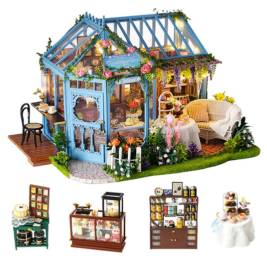 TuKIIE Rose Garden Tea House kit assembly view for hobbyists