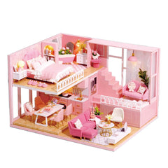 TuKIIE dollhouse kit unassembled parts with precise cuts for easy assembly.