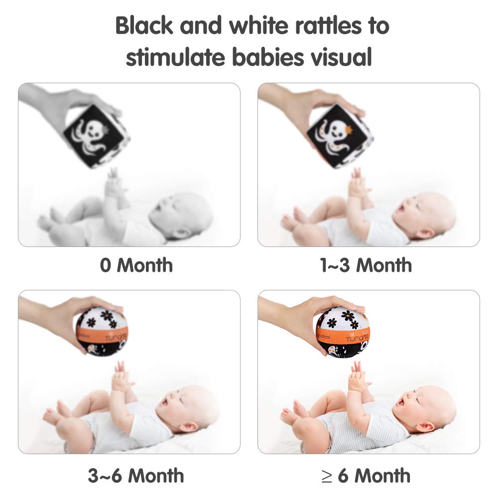 TUMAMA high-contrast triangle toy encourages reach and grasp.