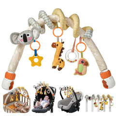 TUMAMA KIDS 2-in-1 spiral arch on car seat encourages visual focus and tactile play