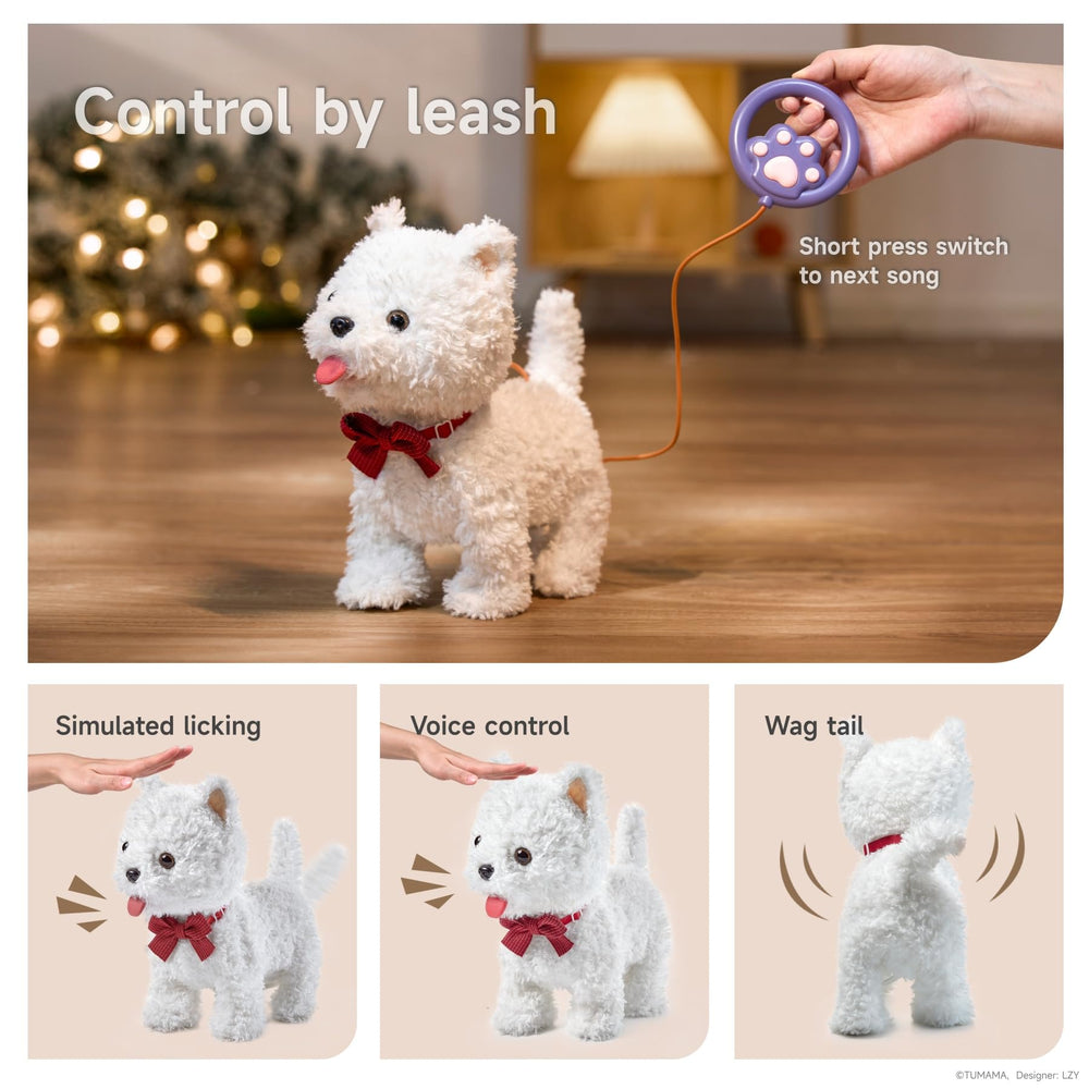 TUMAMA KIDS plush puppy tongue-licking features sensory, playful interactions.