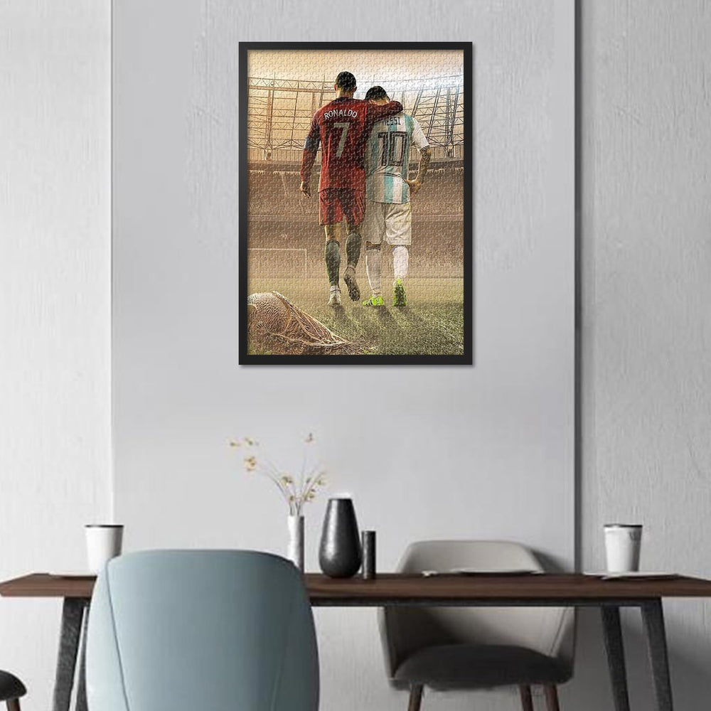 Tumovo Goat Debate puzzle wall display completed, stylish home decor.