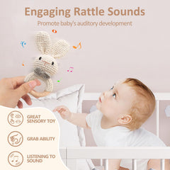 TUOWITA rattle with bell offers gentle sound for supervised play.