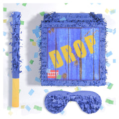 Tuoyi Drop Box Piñatas Boombox blue side view, ideal centerpiece for lively birthday celebrations.