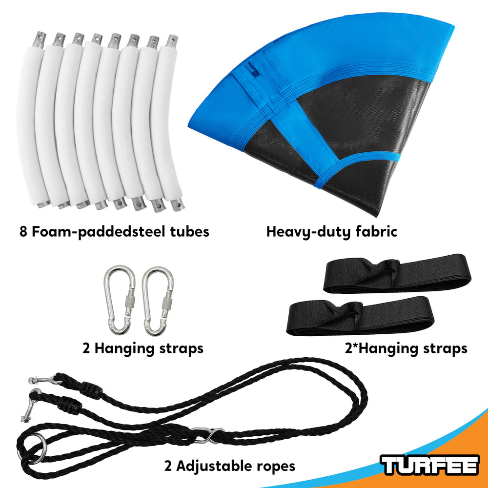 Easy attachment to trees or swing sets with included straps