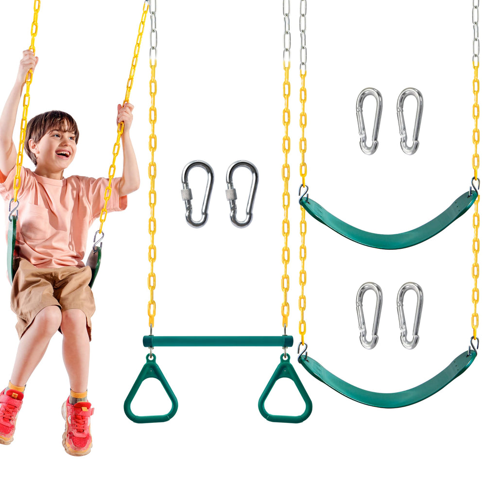 Turfee swing set green kit ready for backyard play and family fun.