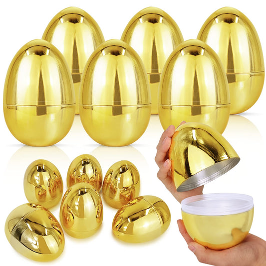 TURNMEON 12-pack 6-inch golden Easter egg fillable for treats and prizes.