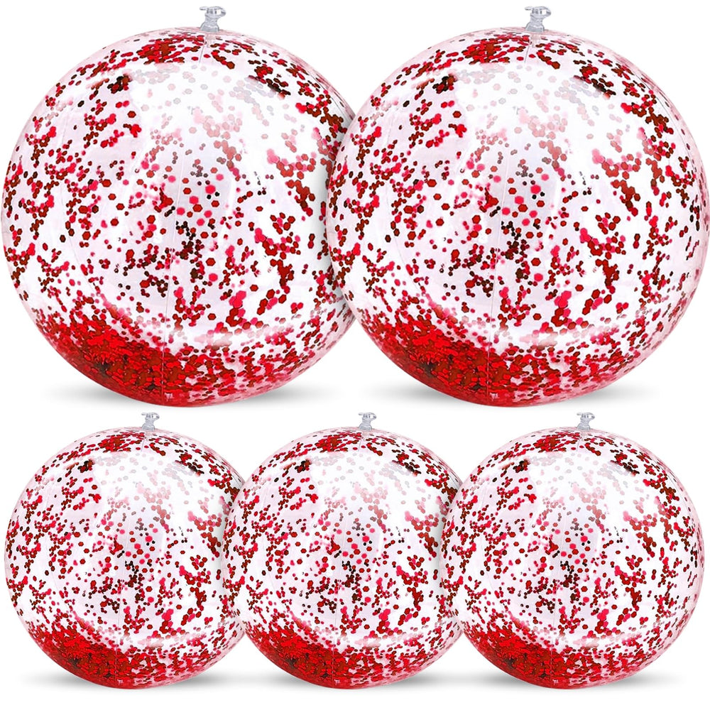 TURNMEON 24-inch transparent sequin beach ball inflated for vibrant outdoor fun