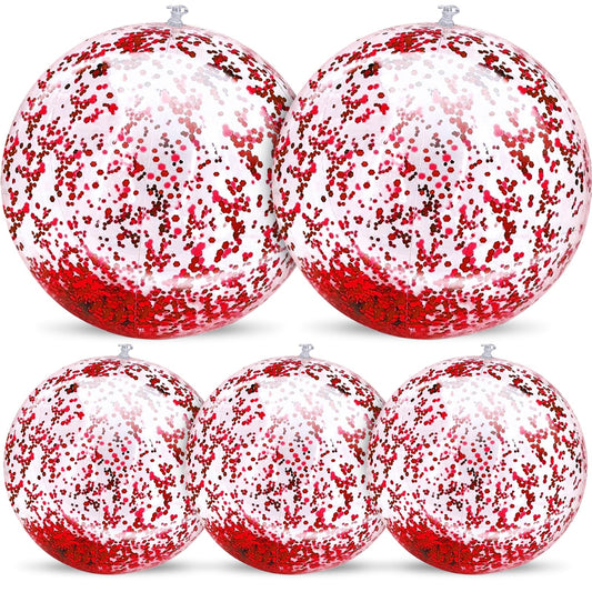 TURNMEON 24-inch transparent sequin beach ball inflated for vibrant outdoor fun
