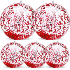 TURNMEON 24-inch transparent sequin beach ball inflated for vibrant outdoor fun