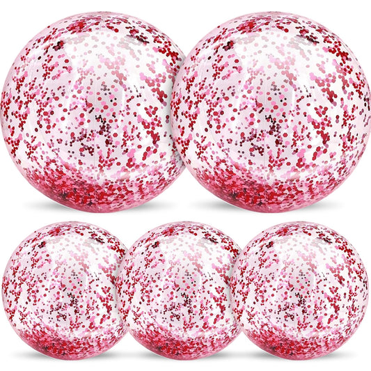 TURNMEON glitter beach ball, 24-inch, ideal for vibrant poolside fun.