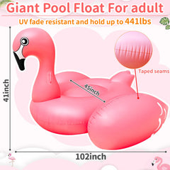 TURNMEON adult-capacity flamingo pool float supports up to 441 lbs